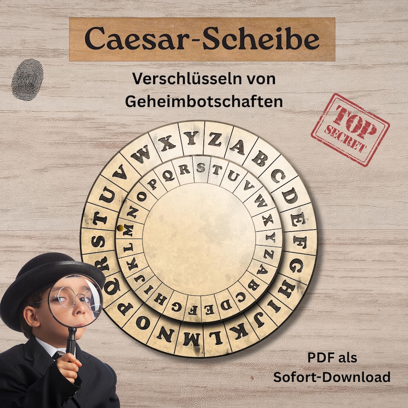 Kit de cryptographie César | Code secret | Apprendre le cryptage | PDF imprimable | Leçons, Escape Game, Fête d'anniversaire d'enfant sur le thème des détectives image 1