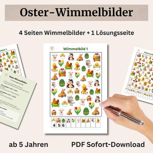 Easter Hidden Object Pictures for Children - Instant Download - Search & Counting Game PDF, 4 pages, Preschool Learning Game