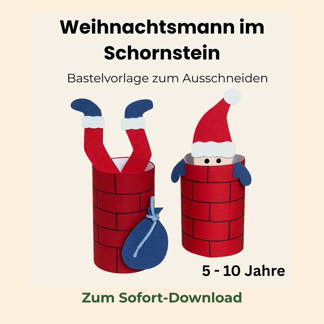 Nikolaus im Schornstein – Bastelvorlage für Kinder | Weihnachten ...