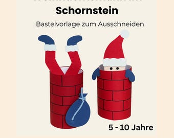 Le Père Noël dans la cheminée – Modèle de bricolage pour enfants | Activités de Noël | Téléchargement PDF instantané | Bricolages sur le thème du Père Noël pour la maternelle et l'école primaire