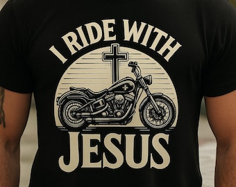 I Ride With Jesus sVG PNG JPG PDF | Christian Biker Quote Design | Motorcycle Cross