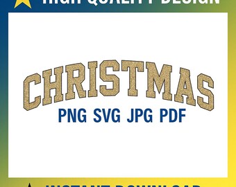 Christmas Glitter Text pNG SVG JPG PDF, Gold Sparkle Christmas Shirt Design, Festive Holiday