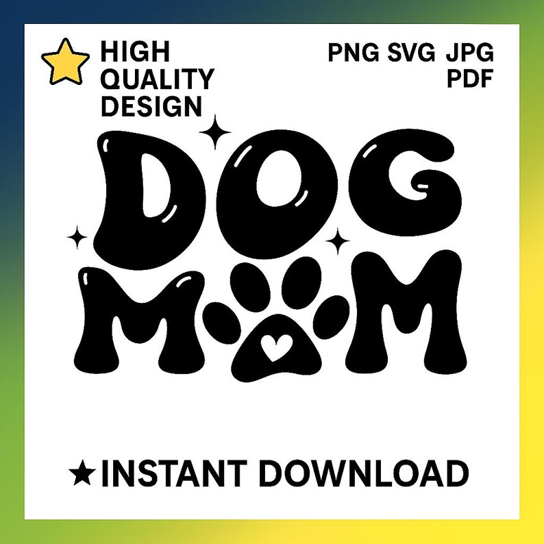 Dog Mom SVG PNG – Retro Bubble Paw Print Clipart Dog Lover Shirt Design ...