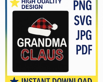 Oma Claus SVG, Buffalo Plaid Weihnachten PNG, Nikolausmütze Oma Shirt Design, Weihnachten
