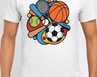 Sports Equipment SVG Bundle: Basketball, Football, Tennis (Digital Download)