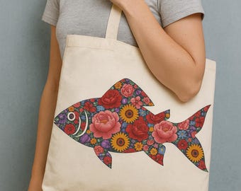 Floral vis SVG: kleurrijk boho-dierenontwerp (digitale download)