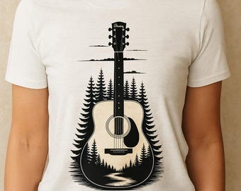 Guitarra forestal SVG: Diseño para amantes de la música acústica (Descarga digital)