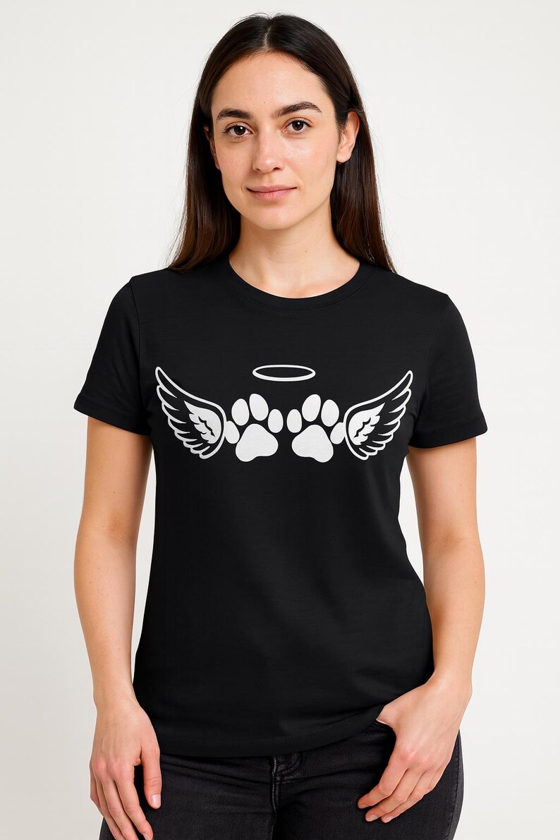 Angel Wings Paw Print Memorial Dog Paw Halo Clipart | Pet Loss Svg PNG ...