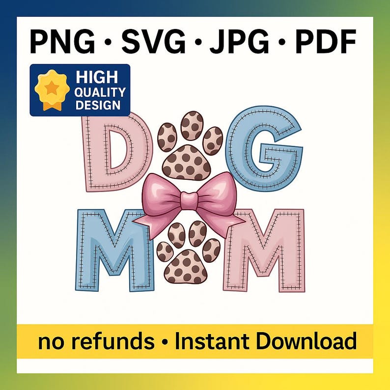 Dog Mom SVG PNG, Patchwork Bow Paw Print Design, Dog Mama Shirt Graphic ...
