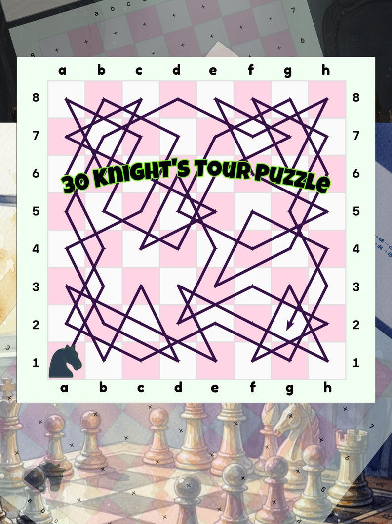 Knight's Tour Chess Puzzles | 30 Printable Worksheets for Kids | Fun ...