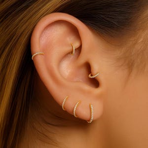 20G/18G/16G CZ Titanium Hinge Hoop • Hinged Segment Nose Ring • Tragus Hoop Earring • Cartilage Hoop • Nose Ring • Helix Earring Hoop