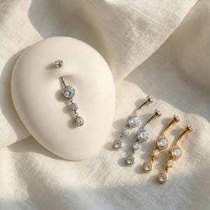 Piercing per ombelico in titanio 14G, piercing all'ombelico con zirconi cubici, piercing per ombelico con pendente a goccia, gioielli per il corpo in zirconia cubica, ipoallergenico