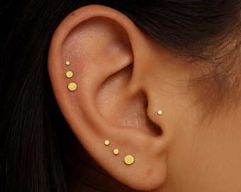 16G Tiny Disk Titanium Push Pin Labret • Threadless Flat Back Earring • Tragus Stud • Helix/Cartilage Stud • Nose Stud • Nose Piercing