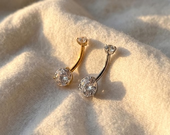 14G Titanium Belly Button Ring, 8mm 10mm 12mm 14mm Navel Piercing, Curved Barbell Banana Ring, Basic Minimalist Belly Jewelry ASTM F136