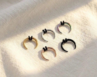 Crescent Horseshoe Pincher Septum Ring • 16G–8G Steel Ear Weights • Gauged Plugs & Stretchers • Bull Taper Nose Hoop Piercing