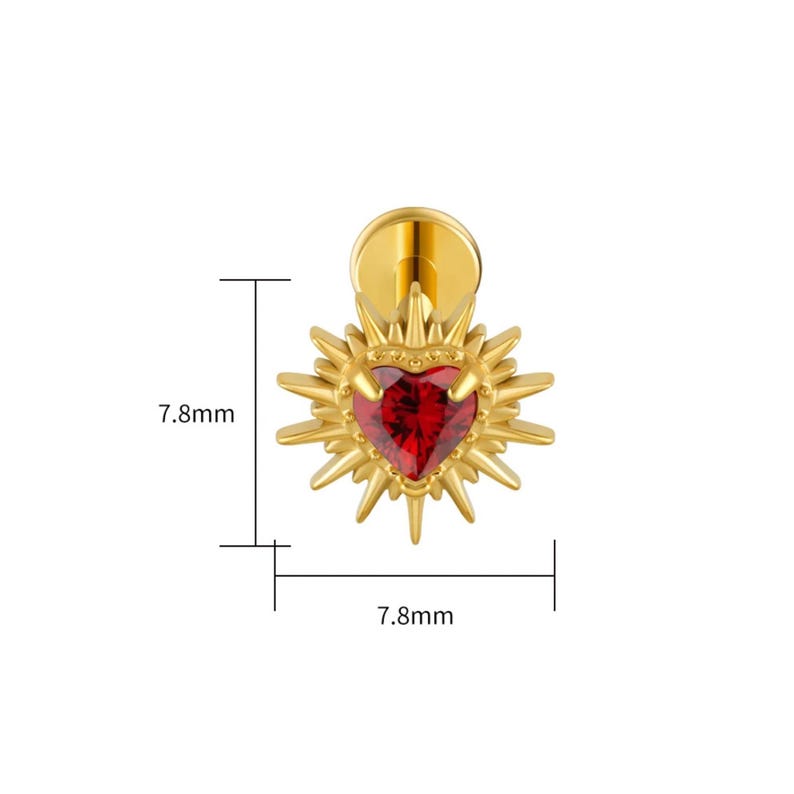 16G Titanium Heartbreak Stud, Broken Heart CZ Flat Back Earring, Edgy Helix Tragus Conch Piercing, Y2K Emo Jewelry image 7