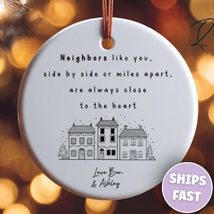 Adorno de vecino personalizado, regalo de Navidad personalizado para vecinos, adorno para amigo, agradecimiento vecino, regalo con nombre personalizable