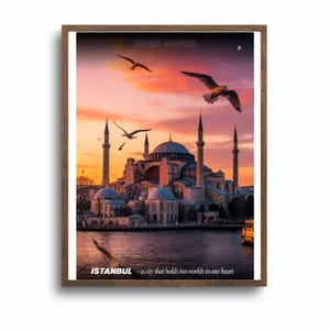 Hagia Sophia Istanbul Wall Art | Turkey Digital Print | Digital Download Travel Poster | Hagia Sophia Wall Decor Turkey Travel Poster