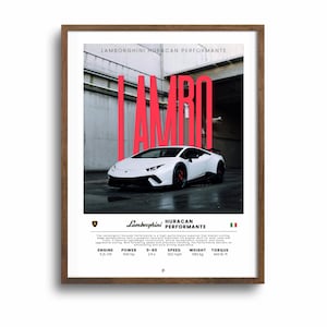 Lamborghini Huracán Performante Wall Art | Supercar Poster | Digital Download JPG | Lamborghini Wall Art | Garage Poster | Car Wall Frame