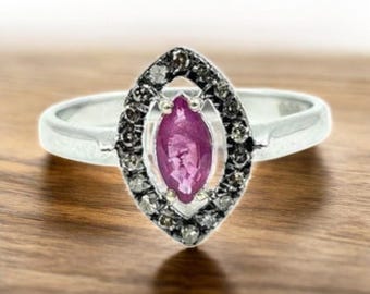 Natural Ruby Ring: 925 Sterling Silver Solitaire Ring July Birthstone Jewelry