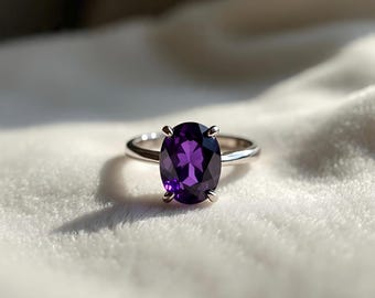 ハンドメイドのバゲットアメジストリング：925スターリングシルバー、2