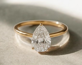 Pear Cut CZ Solitaire Ring – 925 Sterling Silver Teardrop Engagement