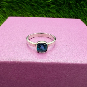 Blue Topaz Oval Cut Ring – Natural Blue Gemstone Ring, 925 Sterling Silver Engagement Ring for Women, Elegant Solitaire Promise Ring