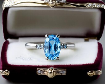 Blue Topaz Ring – 925 Sterling Silver December Birthstone