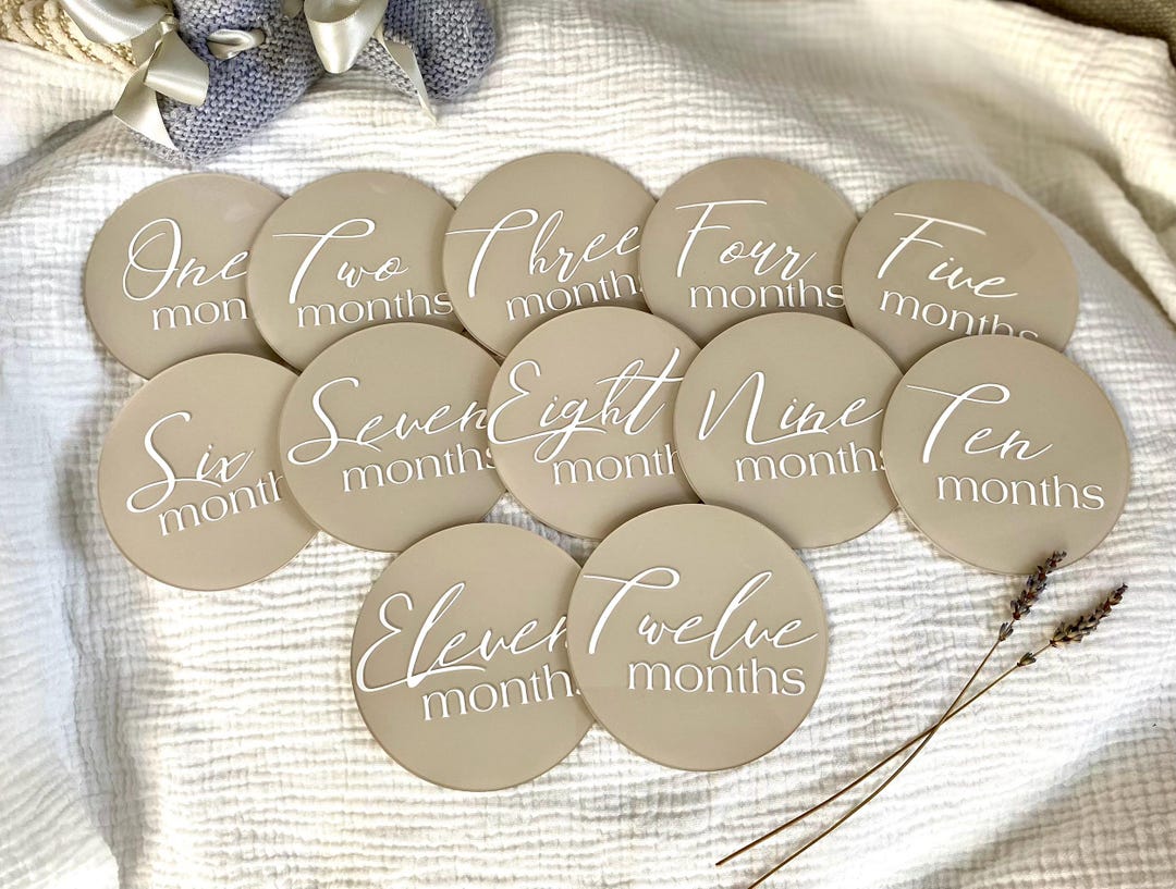 Acrylic Monthly Milestone Markers | 4” Baby Milestone Discs | Modern ...