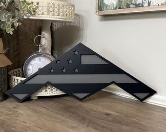 B-21 Raider Stealth Bomber Wall Art | Handmade, American Flag Decor
