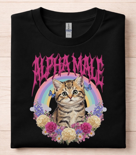 Alpha Male Cat Shirt, Funny Cat Tee, Sarcastic Cat Lover Gift, Ironic Cat Shirt, Funny Cat Dad Gift, Rainbow Cat Tee, Humor Cat Shirt