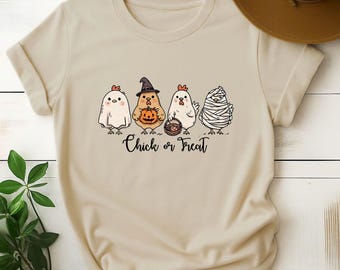 T-shirt drôle de poulet d'Halloween : poulet ou friandise, saison effrayante