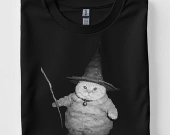 Camiseta de gato mago gordo, camisetas tontas, camiseta de gato lindo, camisetas de amantes de los gatos, camisetas de memes de gatos, camiseta desquiciada, camisetas de Halloween
