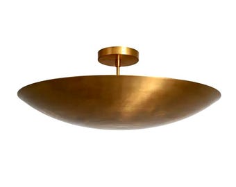 Ruwe koperen koepelplafondlamp - Spoetnik-kroonluchter uit het midden van de eeuw