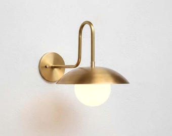 Handmade Brass Light Wall Sconce: Mid-Century Modern Italian Design Minimalist Home Decor