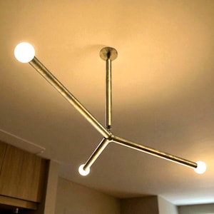 Lámpara colgante de latón moderna de mediados de siglo para sala de estar, entrada, lámpara de araña de estilo rústico