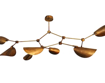 Lámpara de araña Sputnik moderna de latón, lámpara de techo de mediados de siglo, lámpara colgante escultural hecha a mano, iluminación para comedor con brazos ajustables