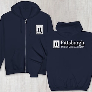 Sudadera unisex con capucha y cremallera completa de mezcla pesada™ del Centro Médico de Trauma de Pittsburgh (PTMC) de Pitt