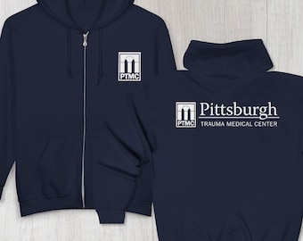 Sudadera unisex con capucha y cremallera completa de mezcla pesada™ del Centro Médico de Trauma de Pittsburgh (PTMC) de Pitt