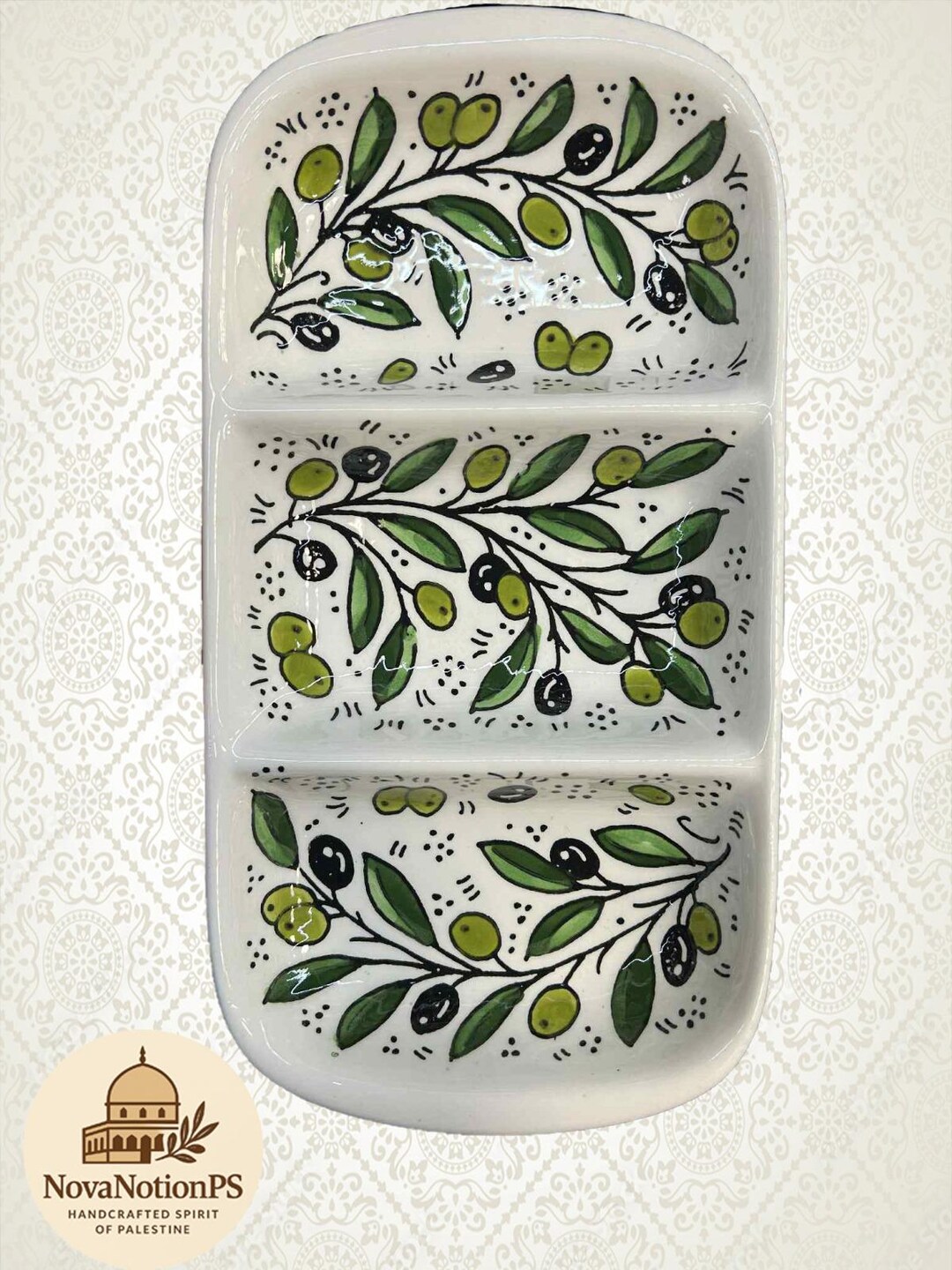 Palestinian Plate Hand-painted Palestinian Ceramic Serving Dish: Olive Branch or Floral ...