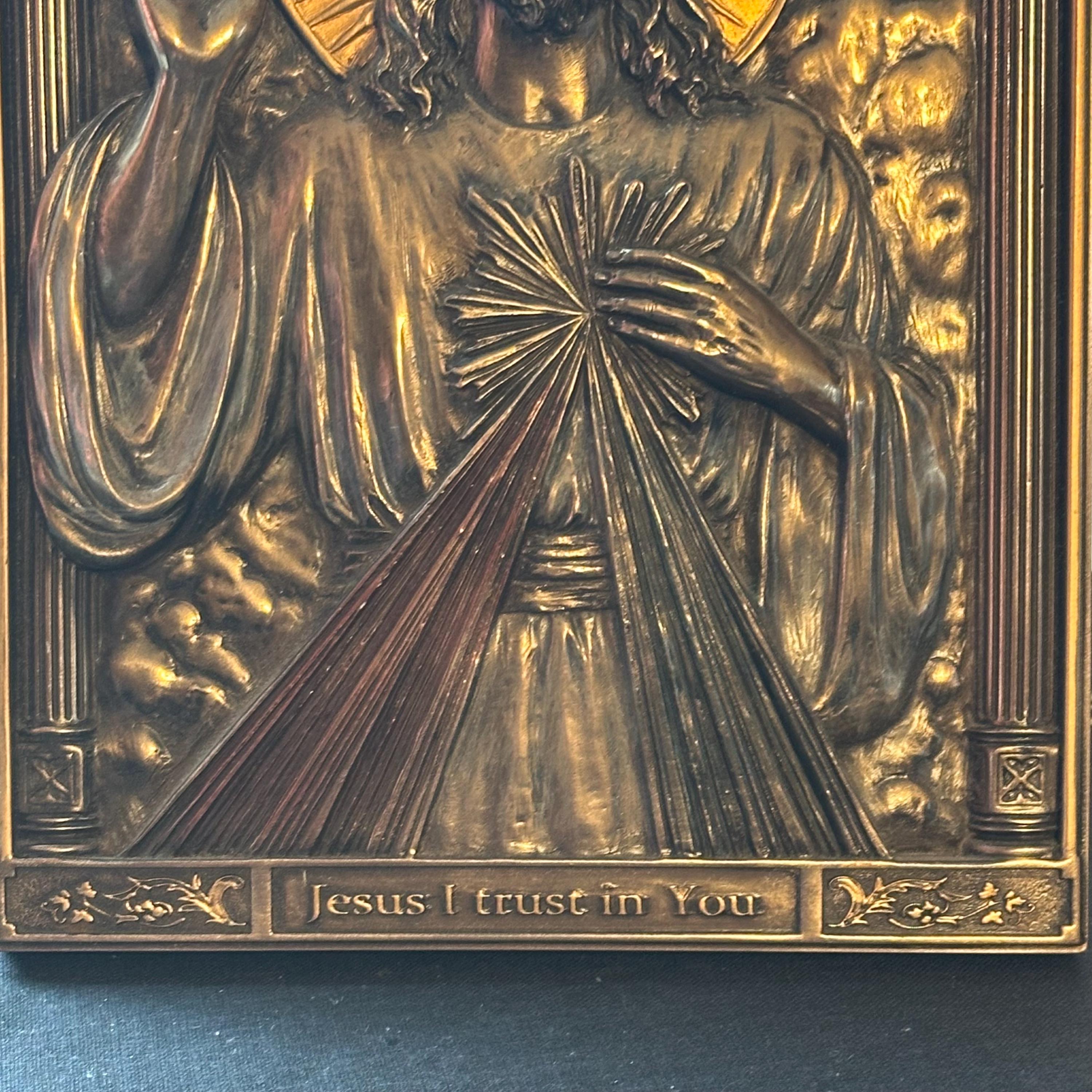 Bronze Tone Jesus Divine Mercy Wall Plaque Relief “jesus I Trust in You ...
