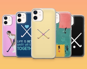 Field Hockey Phone Case Hockey Sport Cover for iPhone 17Pro, 16, 15, 14, 15, 12, Samsung S25, S24, S23Fe, S22, A16, A26, A56, Pixel 10, 9Pro
