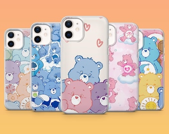 カラフルなクマのケース かわいいクマの美的カバー iPhone 17Pro 16 15 14、13、12、Samsung S25、S24、S23Fe、S22、A16、A26、A56、Pixel 10、9Pro用