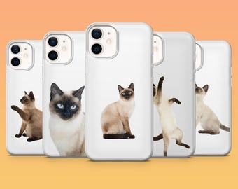 Siamese Phone Case Kitty Fluffy for iPhone 17Pro, 16, 15, 14, 13, 12 Samsung S25, S24, S23Fe, S22, A16, A26, A56, Pixel 10, 9Pro