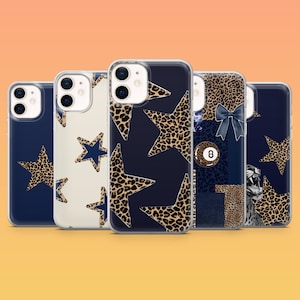 Blue Cheetah Phone Case Cheetah Star Y2K for iPhone 17Pro, 16, 15, 14, 13, 12, Samsung S25, S24, S23FE, S22, A16, A26, A56, Pixel 10, 9Pro