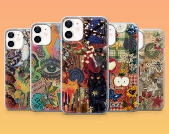 Retro Whimsy Phone Case Funky Artistic Collage Cover for iPhone 18Pro, 17, 16, 15, 14 13 Samsung S26 S25 S24 S23 S22 A16 A26 A56 Pixel 11 10