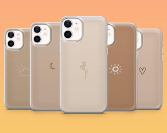 Taupe Phone Case Simple Brown Beige Minimalist Cover for iPhone 17Pro 16 15 14 13 12 Samsung S25 S24 S23Fe S22 A16, A26, A56, Pixel 10, 9Pro