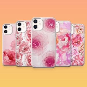Peonies Phone Case Petal Bouquet for iPhone 17Pro, 16, 15, 14, 13, 12, Samsung S25, S24, S23Fe, S22, A16, A26, A56, Pixel 10, 9Pro
