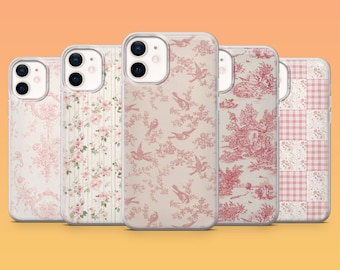 Shabby chic Phone Case Pink Coquette for iPhone 17Pro, 16, 15, 14, 13, 12, Samsung S25, S24, S23Fe, S22, A16, A26, A56, Pixel 10, 9Pro