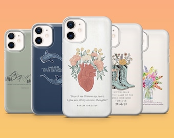 Christianity Phone Case Bible Verse Psalm for iPhone 17Pro, 16, 15, 14, 13, 12, Samsung S25, S24, S23Fe, S22, A16, A26, A56, Pixel 10, 9Pro